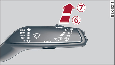 Windscreen wiper lever: Operating the rear wiper